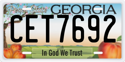 GA license plate CET7692