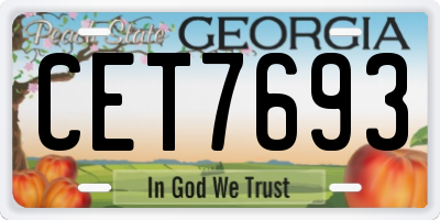 GA license plate CET7693