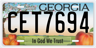 GA license plate CET7694