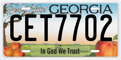 GA license plate CET7702