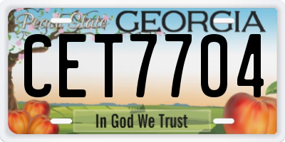GA license plate CET7704
