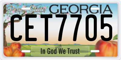 GA license plate CET7705