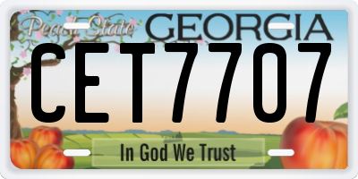 GA license plate CET7707