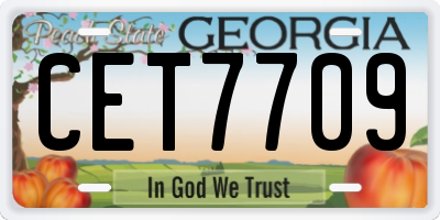 GA license plate CET7709