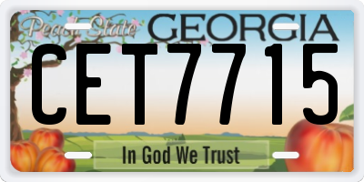 GA license plate CET7715