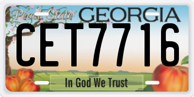 GA license plate CET7716