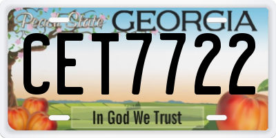 GA license plate CET7722