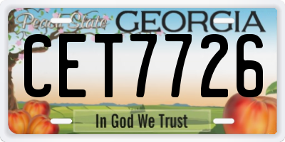 GA license plate CET7726