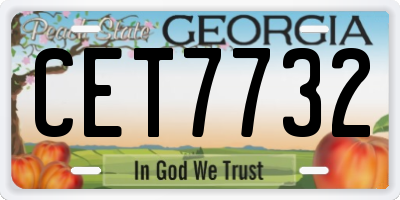 GA license plate CET7732