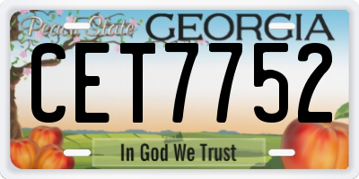GA license plate CET7752