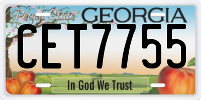GA license plate CET7755