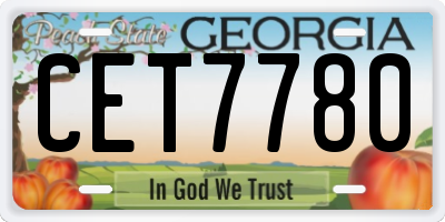 GA license plate CET7780