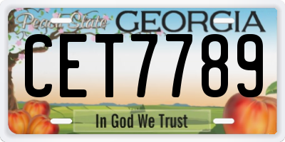 GA license plate CET7789