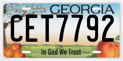 GA license plate CET7792