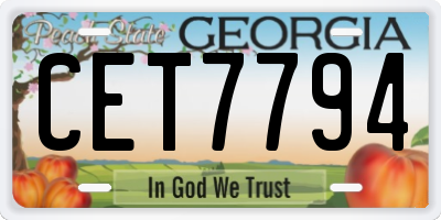 GA license plate CET7794