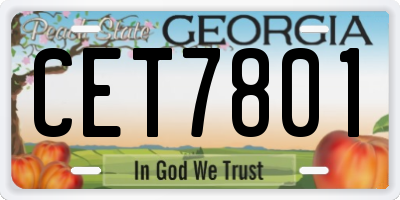 GA license plate CET7801