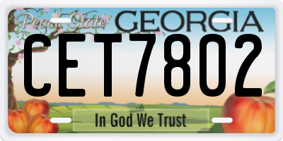 GA license plate CET7802