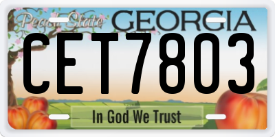 GA license plate CET7803