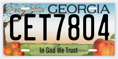 GA license plate CET7804