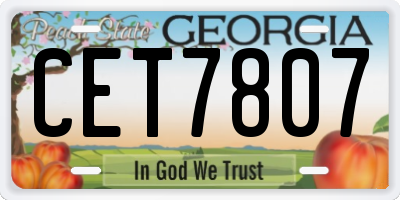 GA license plate CET7807