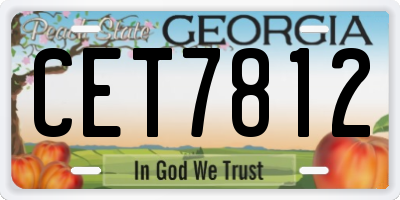 GA license plate CET7812