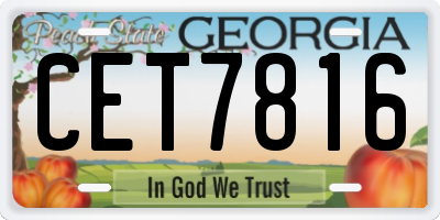 GA license plate CET7816