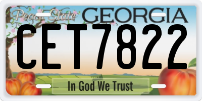 GA license plate CET7822