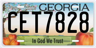 GA license plate CET7828