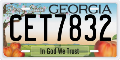 GA license plate CET7832