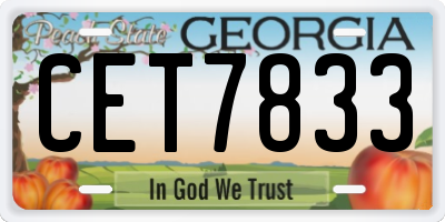 GA license plate CET7833