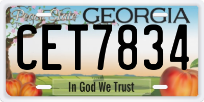 GA license plate CET7834