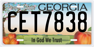 GA license plate CET7838