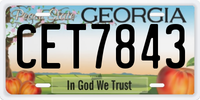 GA license plate CET7843