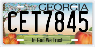 GA license plate CET7845