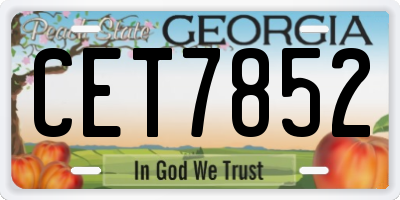 GA license plate CET7852