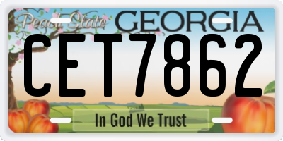 GA license plate CET7862