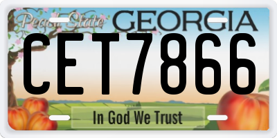 GA license plate CET7866