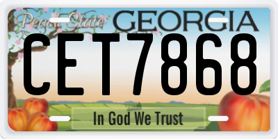 GA license plate CET7868