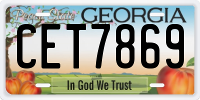 GA license plate CET7869