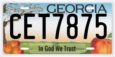 GA license plate CET7875