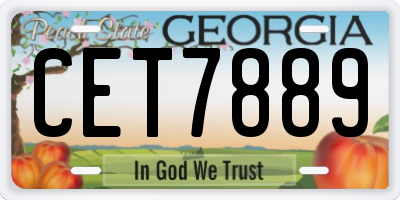 GA license plate CET7889