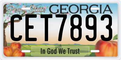 GA license plate CET7893