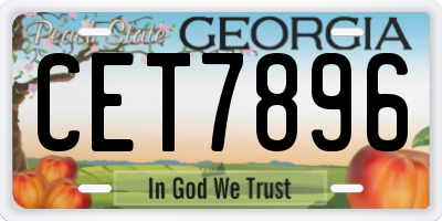 GA license plate CET7896