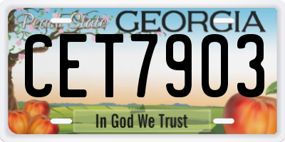 GA license plate CET7903