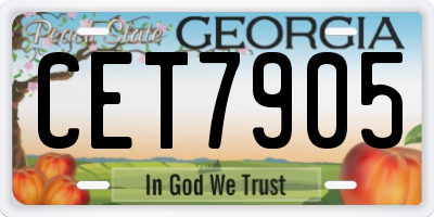 GA license plate CET7905