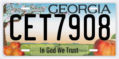 GA license plate CET7908