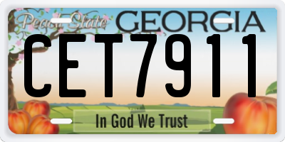 GA license plate CET7911