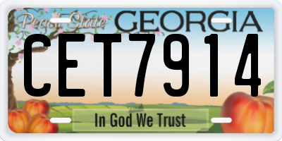 GA license plate CET7914