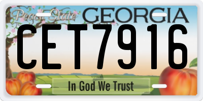 GA license plate CET7916