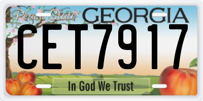GA license plate CET7917